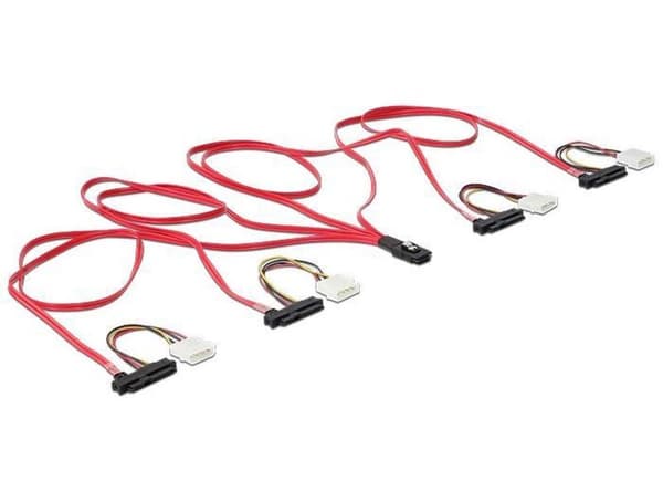 DeLOCK Mini-SAS SFF-8087 > 4x SAS SFF-8482 + 4x Molex - 1 meter