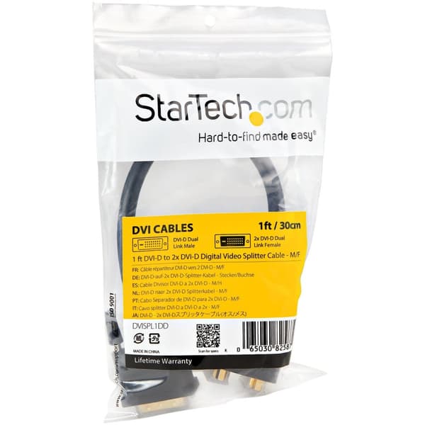 StarTech.com DVI-D till 2x DVI-D 30 cm splitterkabel - Dual Link DVI25 Y-kabel - Hane/2x Hona - DVI Adapter Guldpläterade kontakter - Video Splitter -
