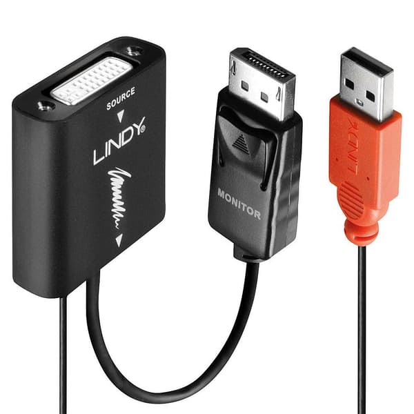 LINDY 38145 DVI til DisplayPort konverter, aktiv, sort