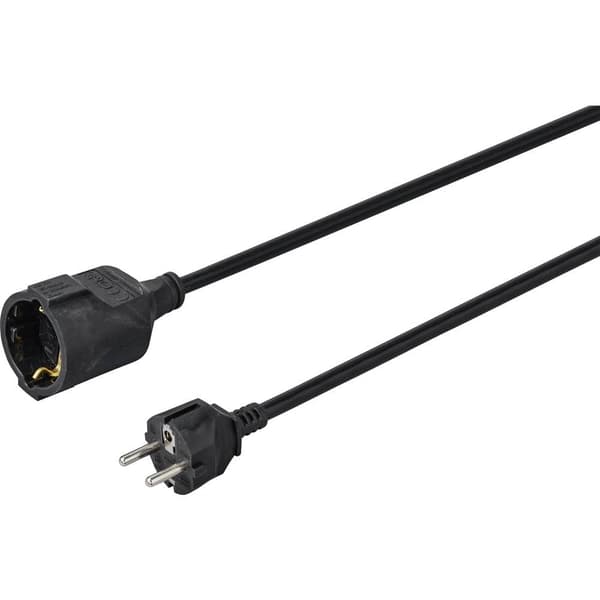 Sygonix SY-4872636 Ström Förlängningskabel 16 A Svart 5.00 m H05VV-F 3G 1,5 mm²