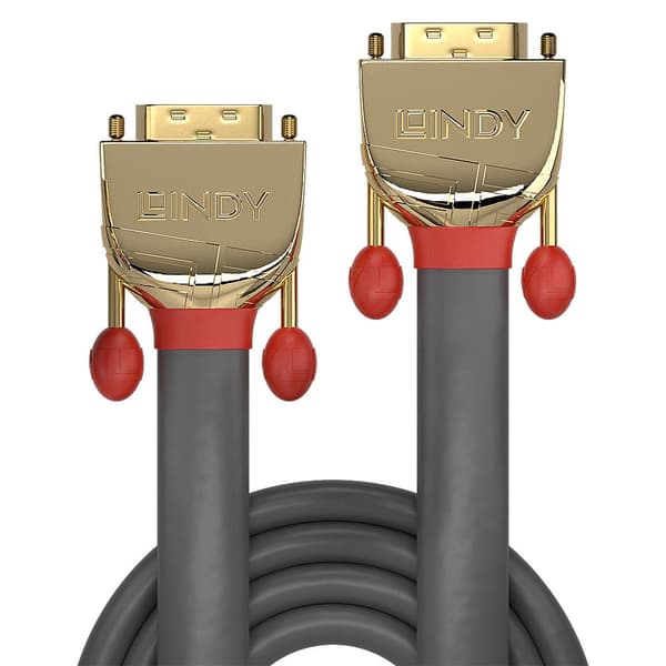 Lindy Gold - DVI-kabel - Dual Link - DVI-D (M) til DVI-D (M) - 20,0 m - Fingerskruer - Grå (36208)