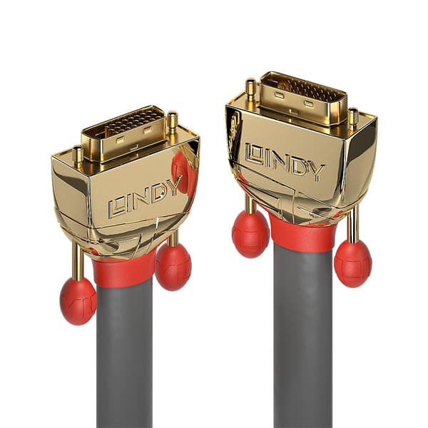Lindy Gold - DVI-kabel - Dual Link - DVI-D (M) til DVI-D (M) - 20,0 m - Fingerskruer - Grå (36208)
