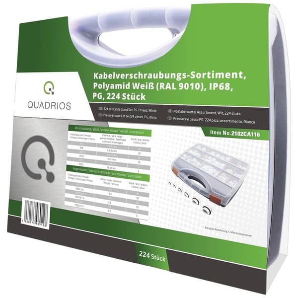 Quadrios 2102CA116 2102CA116 Kabelförskruvning sortiment PA66 Vit 224 st