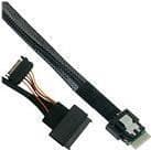INLINE - Intern SAS-kabel - SAS 24Gbps - 4i Slim SAS(S) Spärr till SATA-strömkontakt, U.2 (SFF-8639) - 1m - Svart