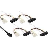 InLine - Internt SAS-kabel - lige igennem - 4-banet - 36-benet 4x Mini SAS HD (SFF-8643) - intern strøm 4-benet til internt SAS 29-benet (SFF-8482) -