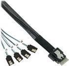 INLINE - Internt SAS-kabel - SAS 12Gbit/s - 4i Slim SAS (S) Lås til SATA (S) Lås - 1m - Sort