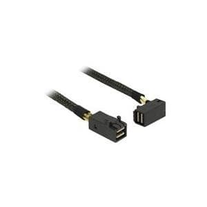 DeLOCK - Internt SAS-kabel - SAS 12Gbit/s - 4x Mini SAS HD (SFF-8643) (M) lige til 4x Mini SAS HD (SFF-8643) (M) vinklet - 50 cm (83621)