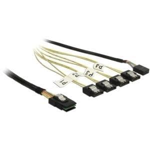 Delock-kabel Mini SAS SFF-8087 > 4 x SATA 7-benet omvendt + sidebånd 0,5 m (83318)