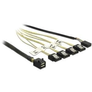 Delock-kabel Mini SAS HD SFF-8643 > 4 x SATA 7-benet omvendt + sidebånd 0,5 m (83320)
