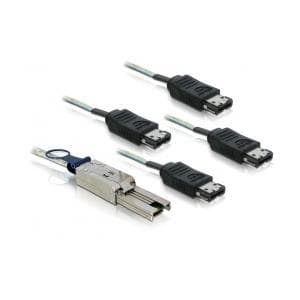 DeLOCK - SATA / SAS-kabel - 4-filig - eSATA (F) till 4x skärmad Mini MultiLane SAS (SFF-8088), 26-stift (M) - 1 m