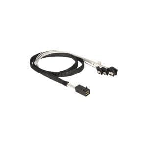 Delock - Sarja-ATA-/SAS-kaapeli - SAS 6Gbit/s - 4-kaistainen - 36-nastainen 4x Mini SAS HD (SFF-8643) - Serial ATA, 7-pin - 1 m - lukittu (83393)