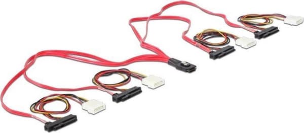DeLOCK Mini-SAS SFF-8087 > 4x SAS SFF-8482 + 4x Molex - 0,50 metriä