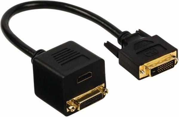 Nedis CCGP32951BK02 Adapterkabel Dvi Dvi-d 24+1 ben han - Dvi-d 24+1 ben hun + HDMI™ udgang 0,2 M sort