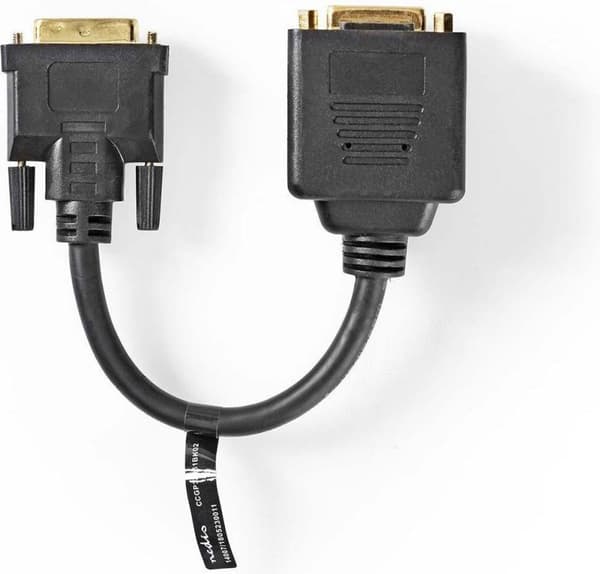 Nedis CCGP32951BK02 Adapterkabel Dvi Dvi-d 24+1 ben han - Dvi-d 24+1 ben hun + HDMI™ udgang 0,2 M sort