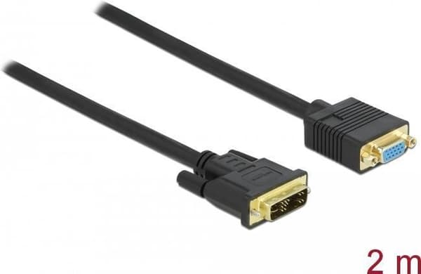 DeLOCK - Videokabel - enkelt link - DVI-A (M) til HD-15 (VGA) (W) - 2,0 m - fingerskruer - sort (86753)
