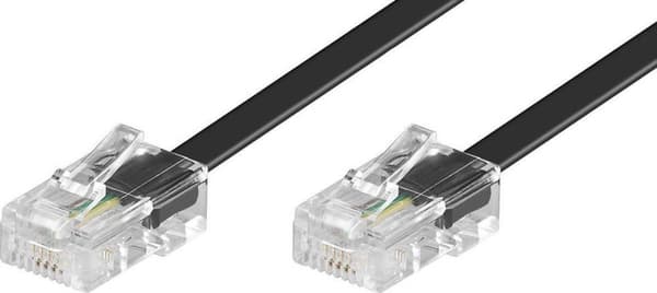 S-Impuls RJ45 - RJ45 4-ledare ISDN telefonkabel / svart - 20 meter