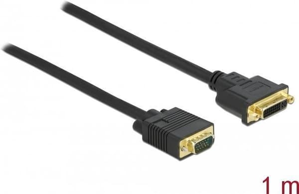 DeLOCK - Skærmforlængerkabel - enkeltled - DVI-I (W) til HD-15 (VGA) (M) - 1,0 m - fingerskruer - sort (86756)
