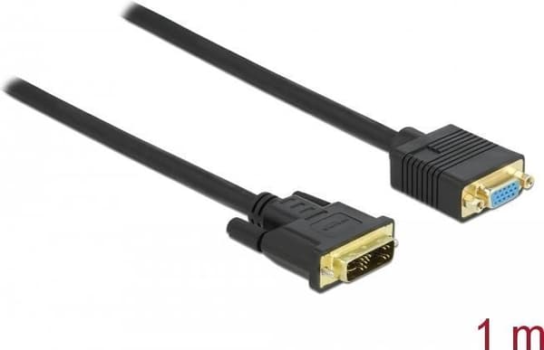 DeLOCK - Displayförlängningskabel - enkellänk - DVI-A (M) till HD-15 (VGA) (W) - 1,0 m - tumskruvar - svart (86752)
