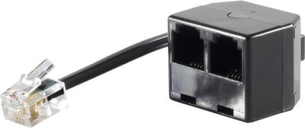 Telefondelare 1x RJ11 (m) - 2x RJ11 (f) / svart - 0,10 meter