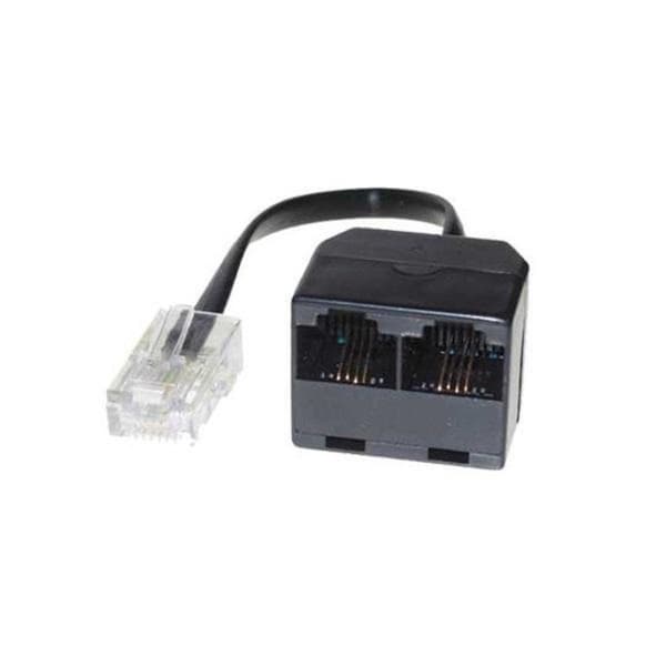 Telefonsplitter 1x RJ11 (m) - 2x RJ11 (f) / sort - 0,10 meter