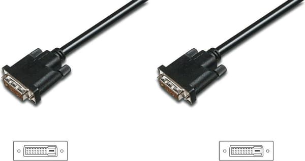 Digitus DVI Tilslutningskabel 2,00 m AK-320108-020-S Rund, Afskærmet (dobbelt) Sort [1x DVI-stik 24+1-polet - 1x DVI-stik 24+1-polet]