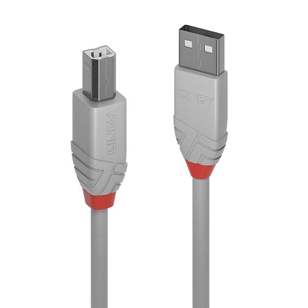 LINDY USB-kabel USB 2.0 USB-A kontakt, USB-B kontakt 0.50 m Grå 36681