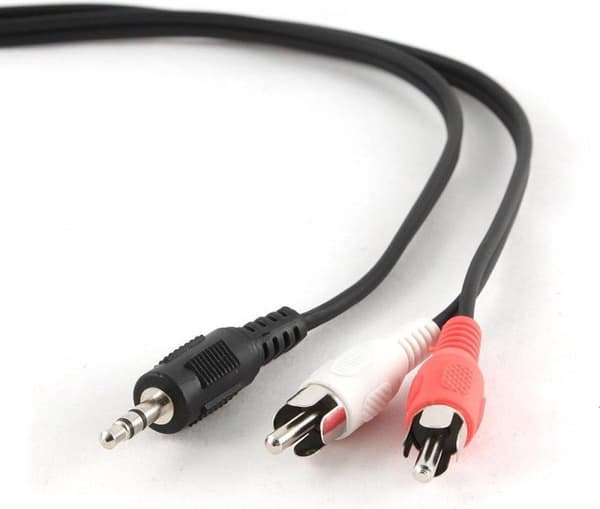 Gembird 1,5 m, 3,5 mm/2xRCA, M/M ljudkabel Svart, Röd, Vit