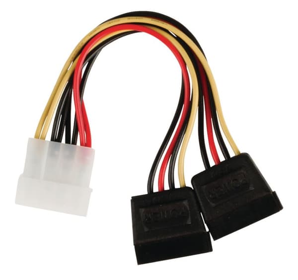 Valueline Vlcp73520v015 Internt strømsplitterkabel Molex han - 2x Sata 15 ben hun 0,15 M flerfarvet