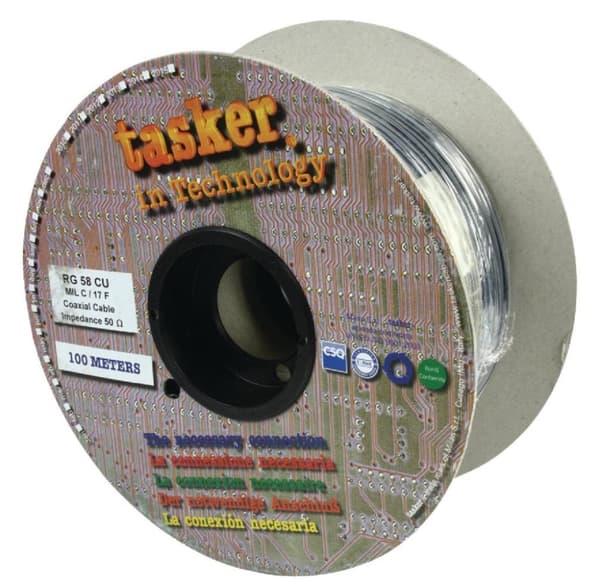 Tasker TASR-RG58CU koaxialkabel på rulle Rg58 5,0 mm 100 m svart