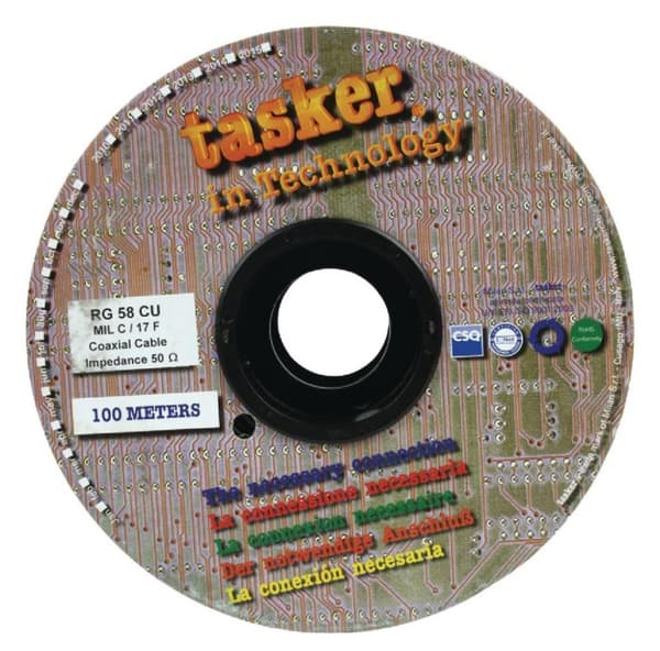 Tasker TASR-RG58CU koaxialkabel på rulle Rg58 5,0 mm 100 m svart