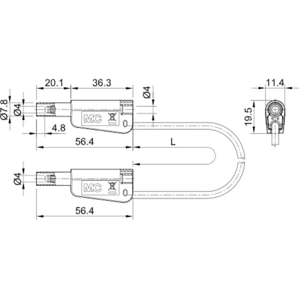 Stäubli SLK-4N-S10 Mätledning 100 cm Röd 1 st