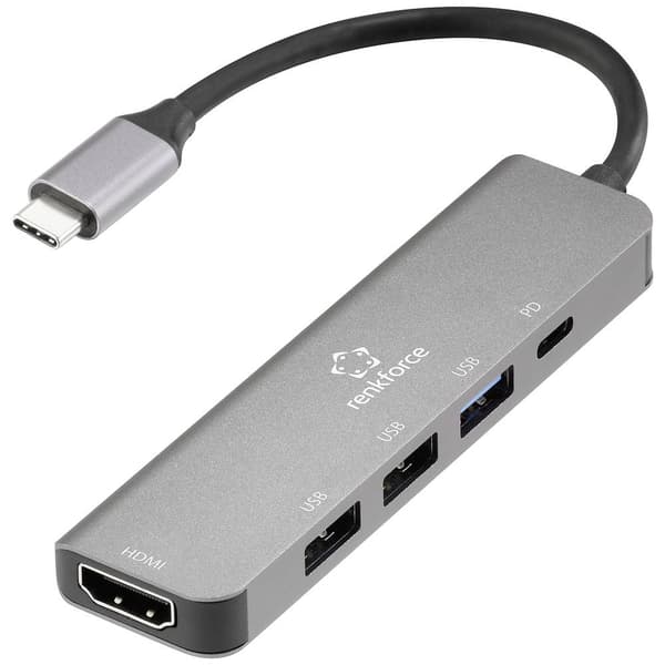 Renkforce USB-C®-dockningsstation RF-DKS-903 5-in-1 Passar till följande märken: univerzálny USB-C® Power Delivery