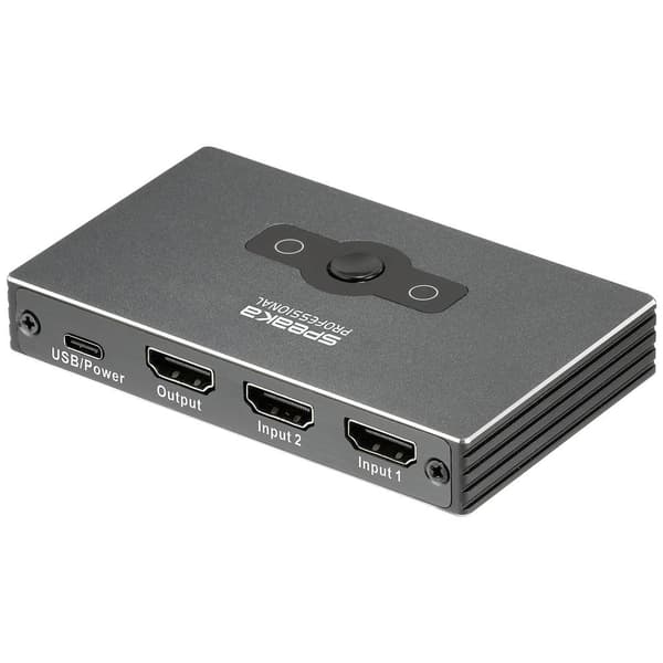 SpeaKa Professional SP-HSW-300 2 Port HDMI-Switch UHD 8K @ 60 Hz, UHD 4K @ 120 Hz