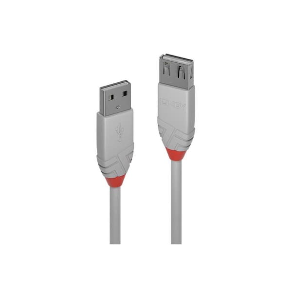 LINDY USB-kabel USB 2.0 USB-A kontakt, USB-A uttag 1.00 m Grå 36712