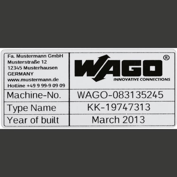 WAGO 210-804 210-804 Etiketter för thermotransferskrivare Utskriftsområde: 99 x 44 mm Silver Antal märkningar: 500 500
