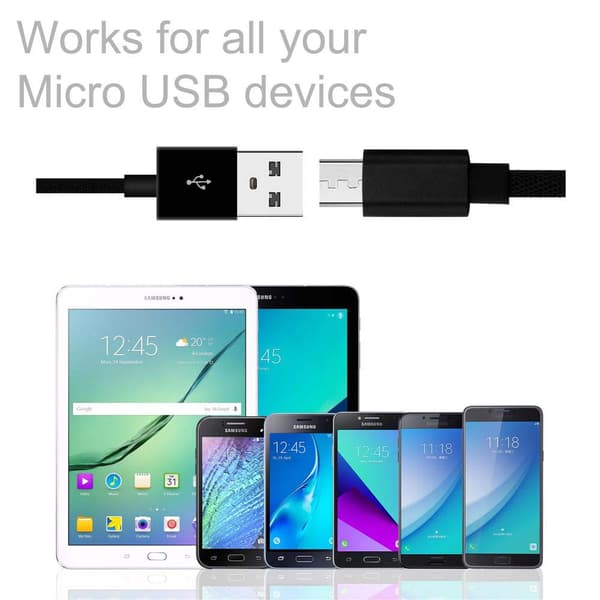Micro USB-kabel - 1 meter Micro USB-kabel 2.4A för enheter med Micro USB-port, t.ex. Mobiltelefoner, surfplattor, bärbara datorer m.m. -