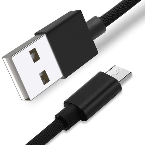 Micro USB-kabel - 1 meter Micro USB-kabel 2.4A för enheter med Micro USB-port, t.ex. Mobiltelefoner, surfplattor, bärbara datorer m.m. - SVART