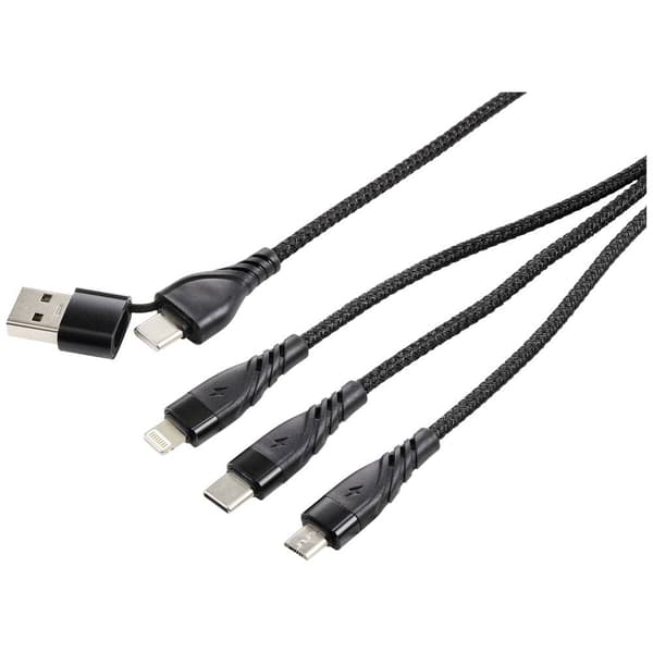 Renkforce USB-laddningskabel USB 2.0 USB-A kontakt, USB-C®-kontakt, USB-Micro-B-kontakt, Apple Lightning kontakt , USB-