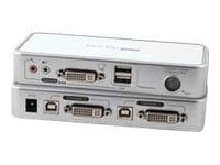 EFB Electronics EFB 2-porttinen KVM-kytkin USB-DVI-I-Audio-USB2.0Hub + kaapelisarja (EB950) Hopea, Valkoinen