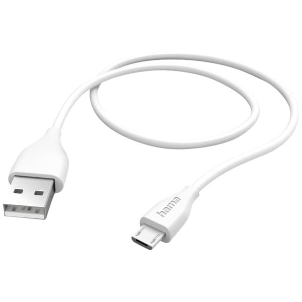 Hama USB-laddningskabel USB 2.0 USB-A kontakt, USB-Micro-B-kontakt 1.50 m Vit 00201587