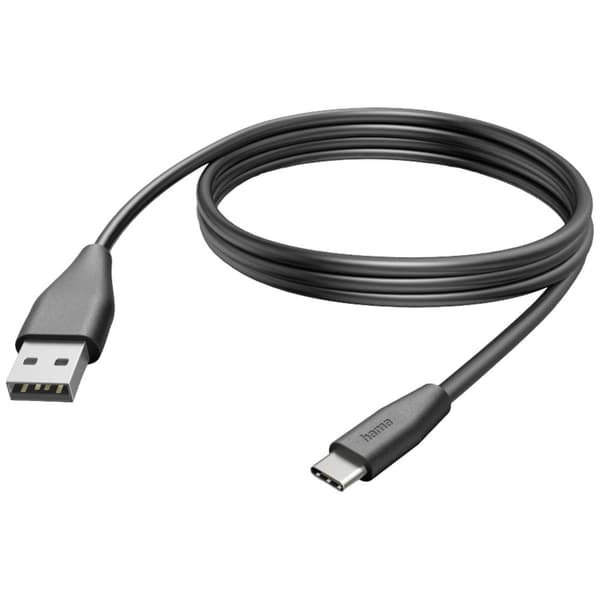 Hama USB-laddningskabel USB 2.0 USB-A kontakt, USB-C®-kontakt 3.00 m Svart 00201597