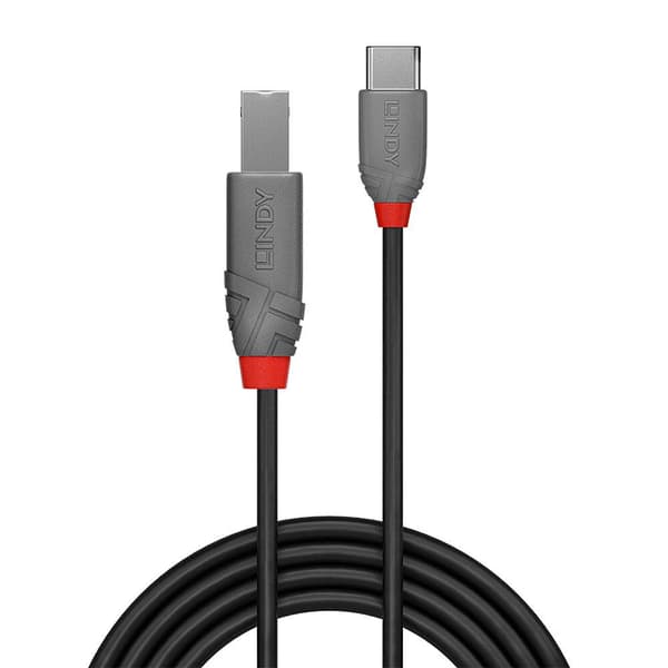 LINDY USB-kabel USB 2.0 USB-C®-kontakt, USB-B kontakt 0.50 m Svart 36940