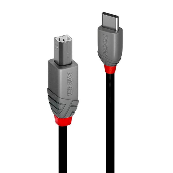 LINDY USB-kabel USB 2.0 USB-C®-kontakt, USB-B kontakt 0.50 m Svart 36940