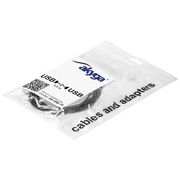 Akyga USB-kabel USB-A kontakt, USB-A uttag 3.00 m Svart AK-USB-19