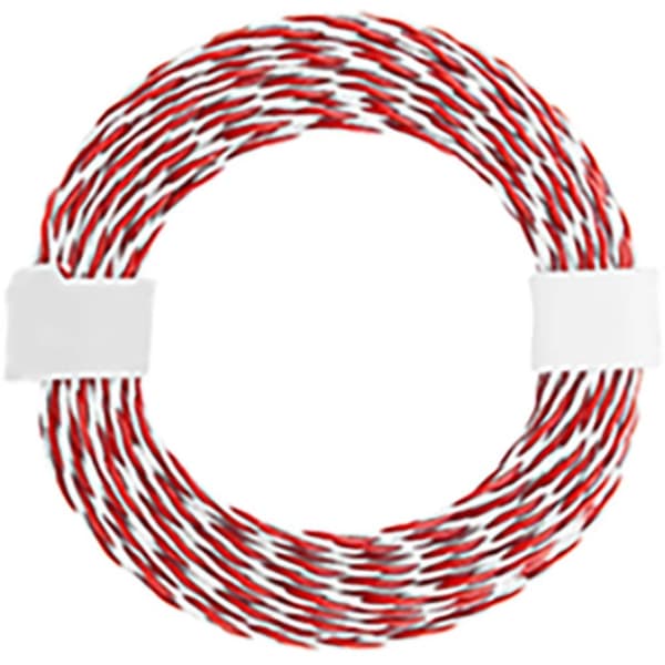 econ connect KZL2X004RTWS10 Flätad kabel 2 x 0.04 mm² Röd/vit 10 m