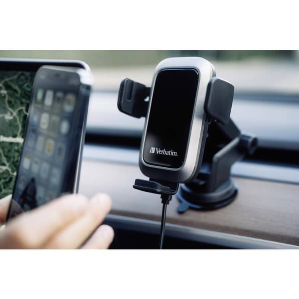 Verbatim FWC-03 Pro Qi Fast Wireless Car Charger induktiv laddningsstation USB 15 W, 10 W, 7.5 W, 5 W Svart