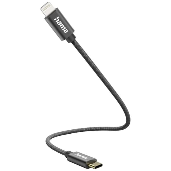 Hama USB-laddningskabel USB 2.0 Apple Lightning kontakt , USB-C®-kontakt 0.20 m Svart 00201601