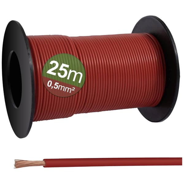 Quadrios 23CW024 Enkelledare 0.5 mm² Röd 25 m