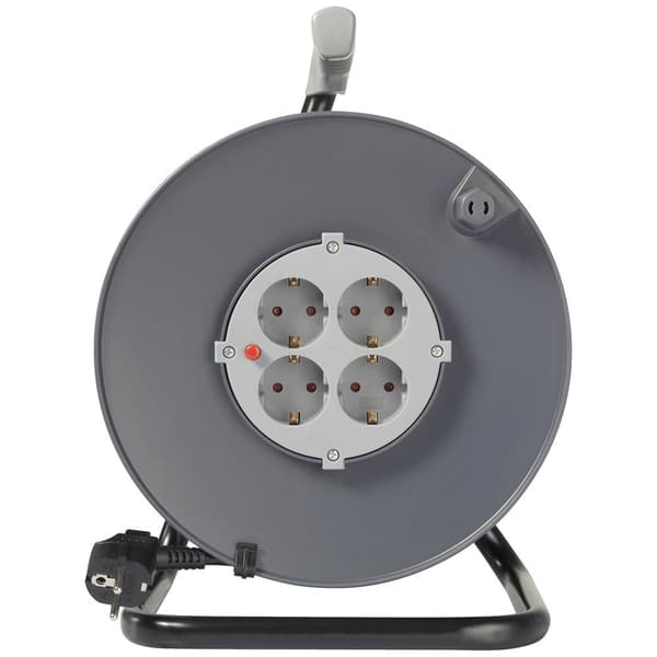 Sygonix SY-5655926 Kabelvinda 25 m Svart Jordad stickpropp