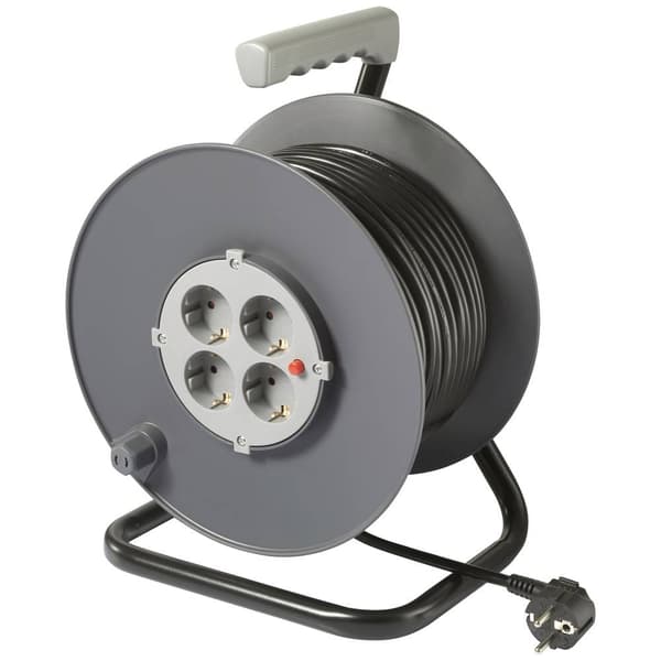 Sygonix SY-5655926 Kabelvinda 25 m Svart Jordad stickpropp